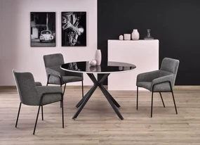 AVELAR stół czarno biały 4 osobowy okrągły glamour