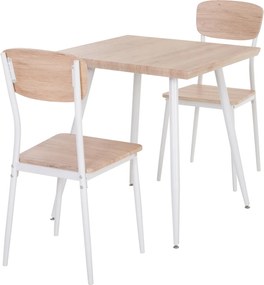 HOMCOM Zestaw do jadalni 3 części Stół i krzesła Drewniany komplet do kuchni Naturalny wygląd | Aosom PL
