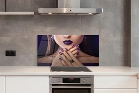 Szklany Panel Kobieta z Fioletowymi Ustami