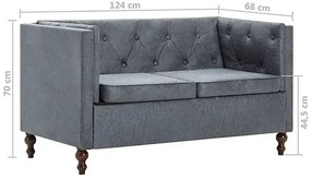 2-osobowa Sofa James 2Q w stylu Chesterfield - szara