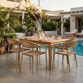 Krzesło Ogrodowe Beżowe 56x60x78 cm Plecione Sznurki Nowoczesne Wytrzymałe