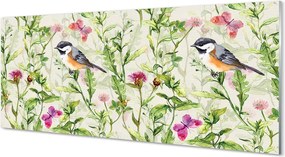 Panel szklany do Kuchni Mały Ptak wśród Letnich Traw