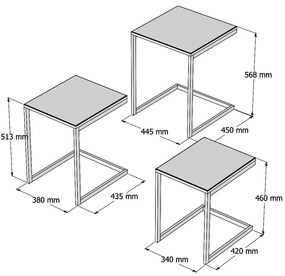 Stolik do odkładania Ege Walnut, 3 szt.