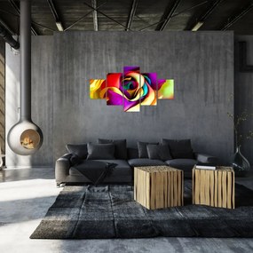 Obraz - Kolorowa róża (125x70 cm)