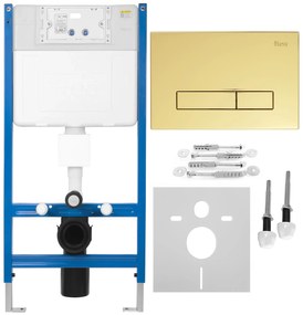 Stelaż zestaw podtynkowy K011A-Q do mis WC z przyciskiem HD Złoty