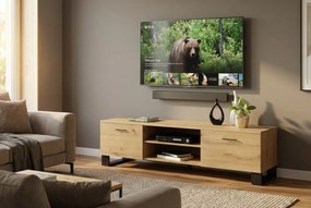 Szafka RTV na czarnych nóżkach dąb artisan W8-F20