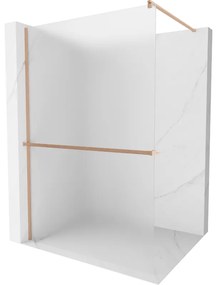 Mexen Kioto+ ścianka prysznicowa z półką Walk-in 130 x 200 cm, szron, miedź szczotkowana - 800-130-121-65-30