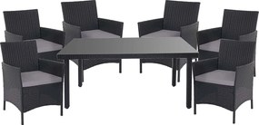 Zestaw z polirattanowym wykończeniem  Hamar (7 elementów),  antracytowy, poduszki antracytowe