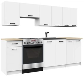Zestaw Białych Mebli Kuchennych 240 Cm R8-M25