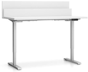 PLAN Biurko z regulacją wysokości SINGLE LAYERS, 160x80 cm, 2 silniki, z przegrodami, biały