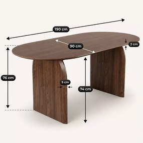 Stół owalny Maxim 190 cm orzech MDF nowoczesny stół do jadalni salonu stabilny design