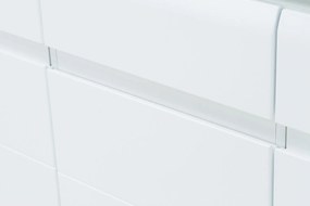 Komoda Trzydrzwiowa z Szufladą do Salonu IVORY Biała / Biały połysk 152 cm Nowoczesna