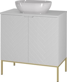 Szafka z umywalką nablatową Aspen 08, biały mat/złoty, 80 cm - zestaw 2