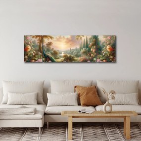 Obraz - Pawie w ogrodzie (170x50 cm)