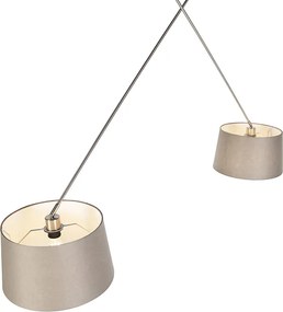Stalowa lampa wisząca z abażurami z lnu w kolorze taupe 35 cm 2-światłowa - Blitz