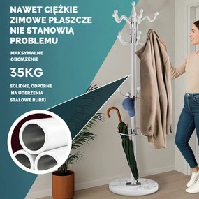Wieszak stojący TENZY z marmurową podstawą, 37x173 cm, biały Casaria