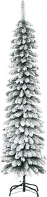 HOMCOM Sztuczna Choinka świąteczna, śnieżna, wąski design, ognioodporna, 180 cm, Zielony/Biały | Aosom PL
