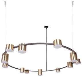 Kodo Sigma 12 czarno złota – duża lampa wisząca ze złotymi reflektorami, nowoczesny żyrandol do salonu, kuchni i jadalni o średnicy 112cm