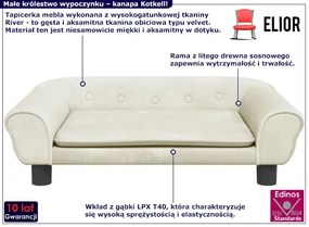 Kremowa sofa dziecięca z aksamitu - Kotkell