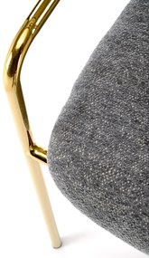 Krzesło Jadalniane Popielaty, K537 Tkanina RAVEN, Złoty Chrom, Glamour