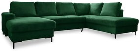 Ciemnozielony sztruksowy rozkładany narożnik (prawostronny) Lofty Lilly – Miuform