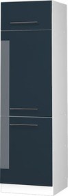 Szafka na lodówkę ciemnoniebieski wysoki połysk 60x58.1x206.8 fame-line