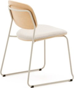 Beżowe/w naturalnym kolorze metalowe krzesło sztaplowane Meli – Kave Home