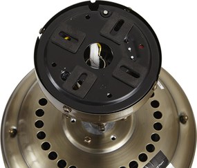 Mosiężny wentylator sufitowy z drewnianym nadrukiem i rattanem 108 cm z przełącznikiem łańcuchowym - Mistral Majas