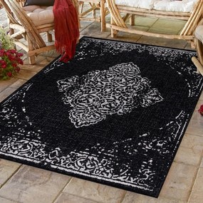 Dywan zewnętrzny Sunny ornament czarny 140 cm x 200 cm