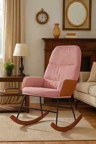 Różowy nowoczesny fotel bujany do salonu M8-E26