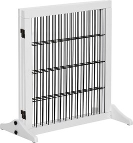 PawHut Barierka Ochronna dla Psów Drewniana Bramka Biała Sosnowa 185x36x71cm | Aosom PL