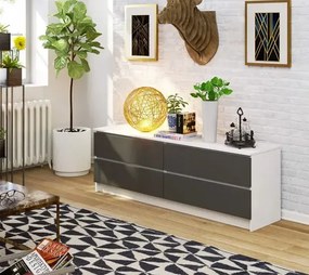 Komoda nowoczesna z gładkim biały frontem + grafit M3-R71