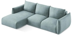 Niebieski rozkładany narożnik (lewostronny/z szezlongiem) Leila – Makamii