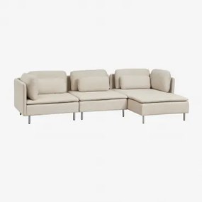 Modułowa Sofa Z Szezlongiem Prawym, 3-częściowa Z Narożnym Modułem Oriol Leżak Z Podłokietnikami & Tkaniny Beżowy Krem - Sklum