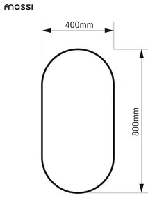 Lustro owalne bez podświetlenia symetryczne bezramowe PLATAN | Różne rozmiary | Różne kolory szkła : Kolor - Grafit, Rozmiar - 40 x 80 cm