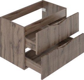 Szafka pod Umywalkę 80cm 2 Szuflady Ryflowane Fronty Dąb Wotan Cleo