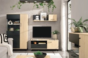 Komoda Madison MD11 z szufladą 90 cm - czarny / dąb biszkoptowy