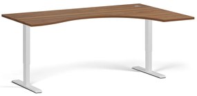 Ergonomiczne biurko z regulacją wysokości, 180x120 cm, 2 silniki, L/P, biała podstawa, orzech