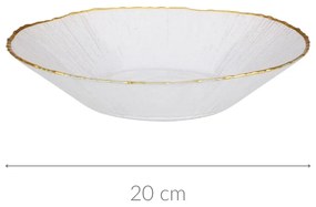 Szklany talerz głeboki ze złotą obwódką DATURA, 20 cm