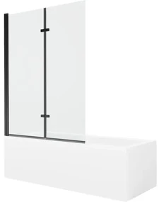 Mexen Cubik wanna prostokątna 170 x 70 cm z obudową i parawanem 2-skrzydłowym 120 cm, transparent, czarny - 550317070X9212027000