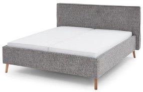 Szare tapicerowane łóżko dwuosobowe ze schowkiem i stelażem 180x200 cm Riva – Meise Möbel