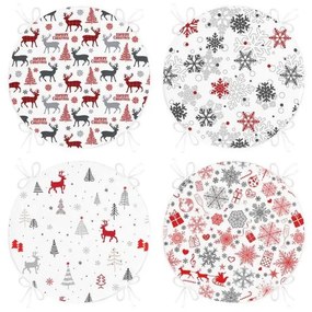 Poduszki na krzesła ze świątecznym motywem zestaw 4 szt. ø 40 cm Snowflakes – Mila Home