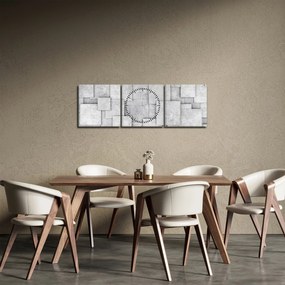 Obraz - Abstrakcja płytek betonowych (z zegarem) (90x30 cm)