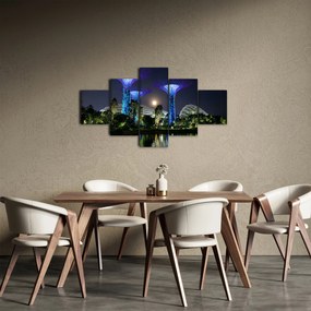 Obraz przedstawiający pełnię księżyca w ogrodach Singapuru (125x70 cm)