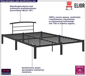 Czarne metalowe łóżko w stylu loftowym 140x200 cm Maggie 2X