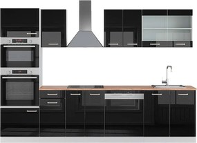 Aneks kuchenny czarny wysoki połysk/biały 300x60x81.6 r-line