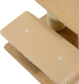 PawHut Drapak Schodki dla Kota Psa 3 Stopnie Beżowe 45x35x34cm Stabilne i Bezpieczne | Aosom PL