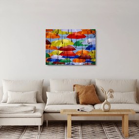 Obraz na szkle kolorowych parasoli (70x50 cm)