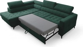 Narożnik Nardo L z funkcją spania lewostronny - zielony welur Bluvel 78