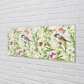 Panel szklany do Kuchni Mały Ptak wśród Letnich Traw